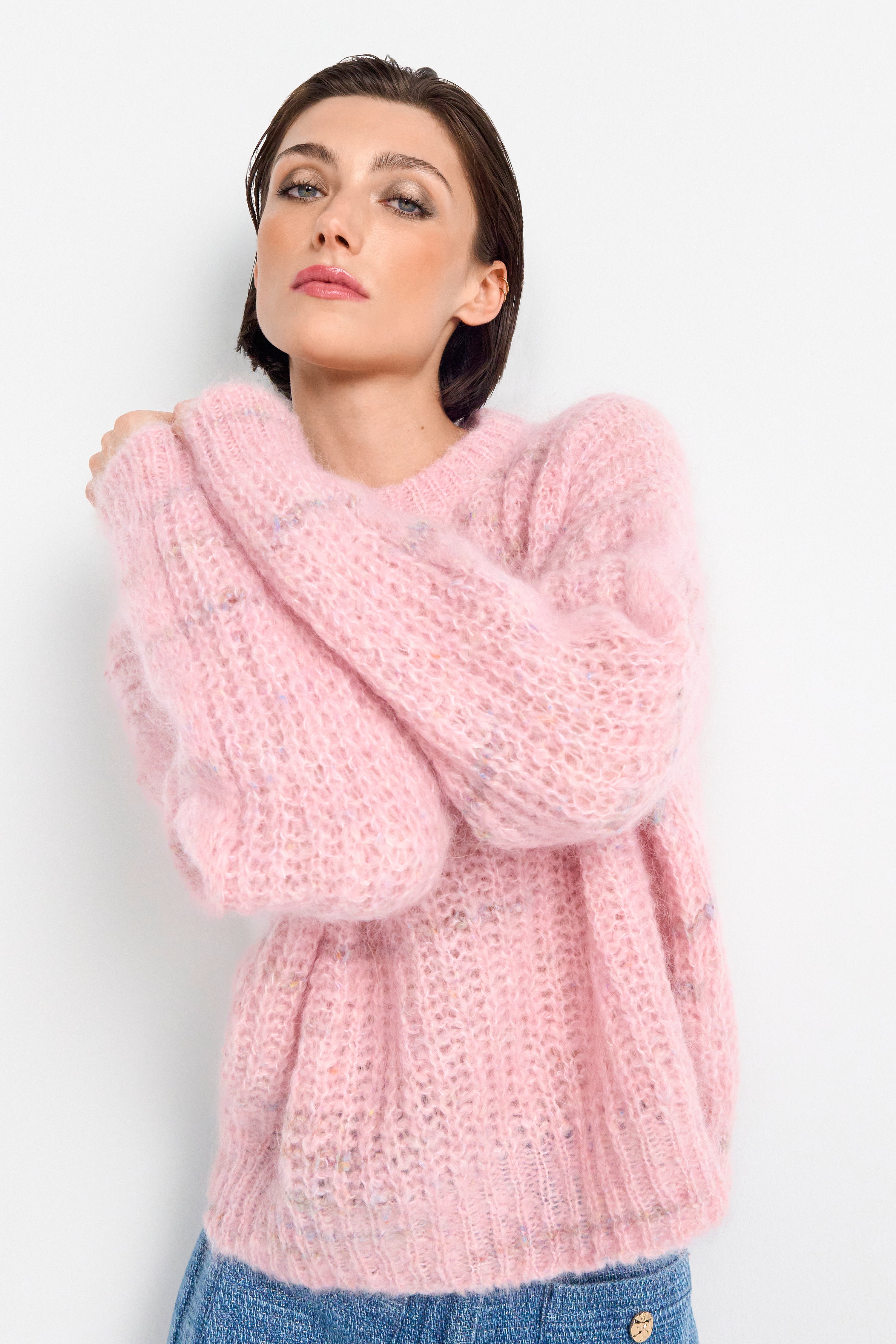 Wollpullover in Pastellrosa-Rich & Royal