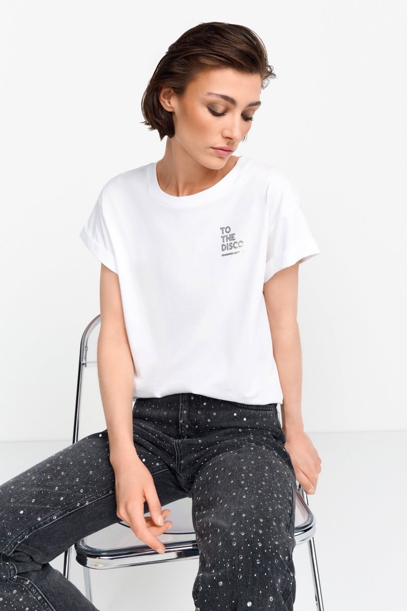 T-Shirt mit Strass-Applikation-Rich & Royal