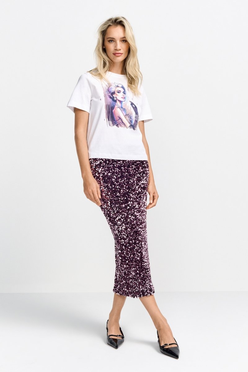 T-Shirt mit Print und Strass-Details-Rich & Royal