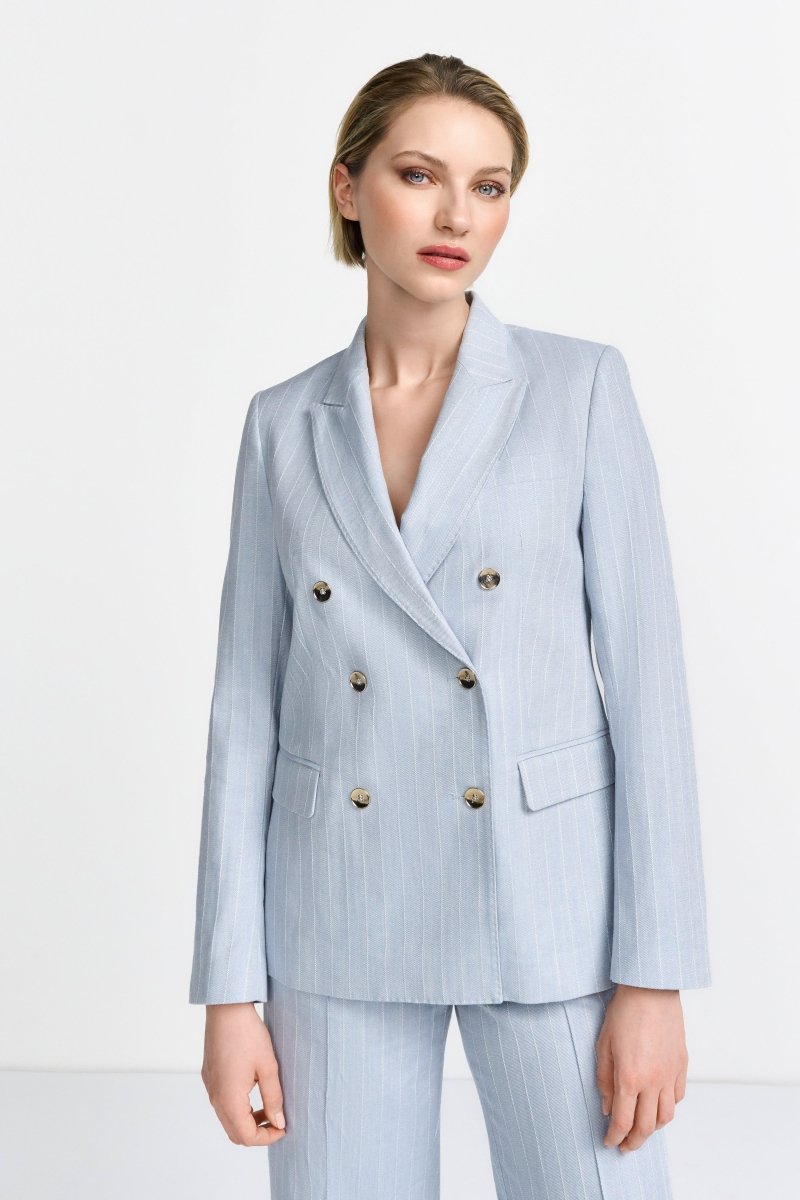 Gestreifter Blazer mit doppelreihiger Knopfleiste-Rich & Royal