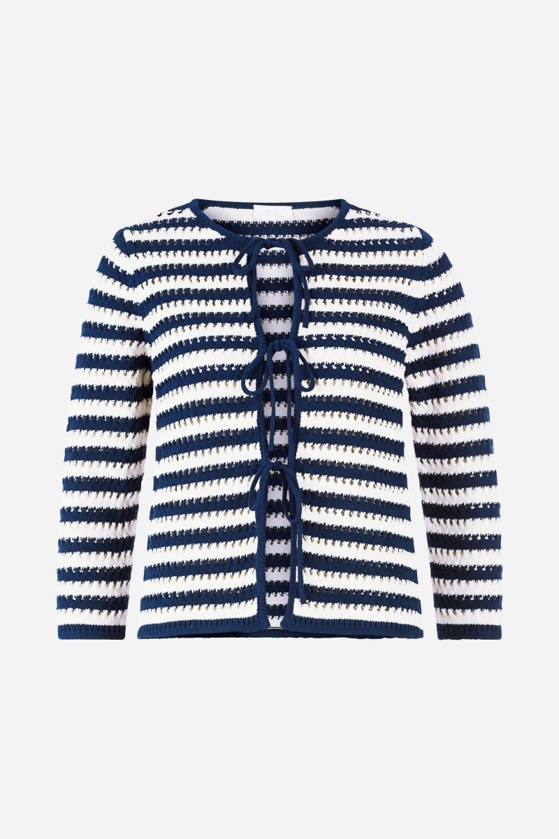 Gestreifter Strickcardigan mit Schleifen-Rich & Royal