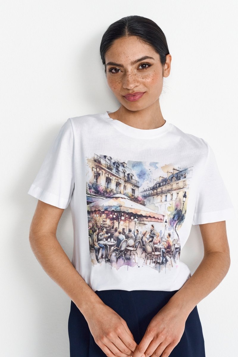 Weißes T-Shirt mit Print-Rich & Royal