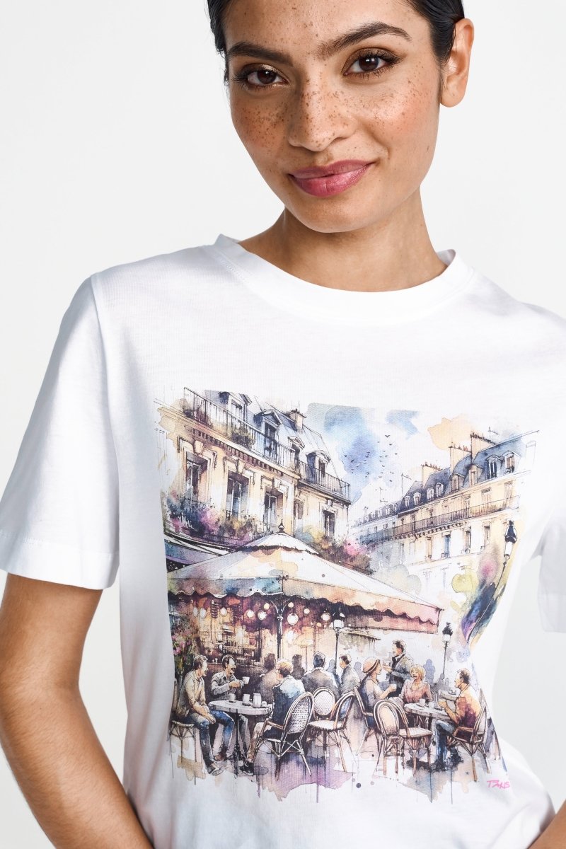 Weißes T-Shirt mit Print-Rich & Royal