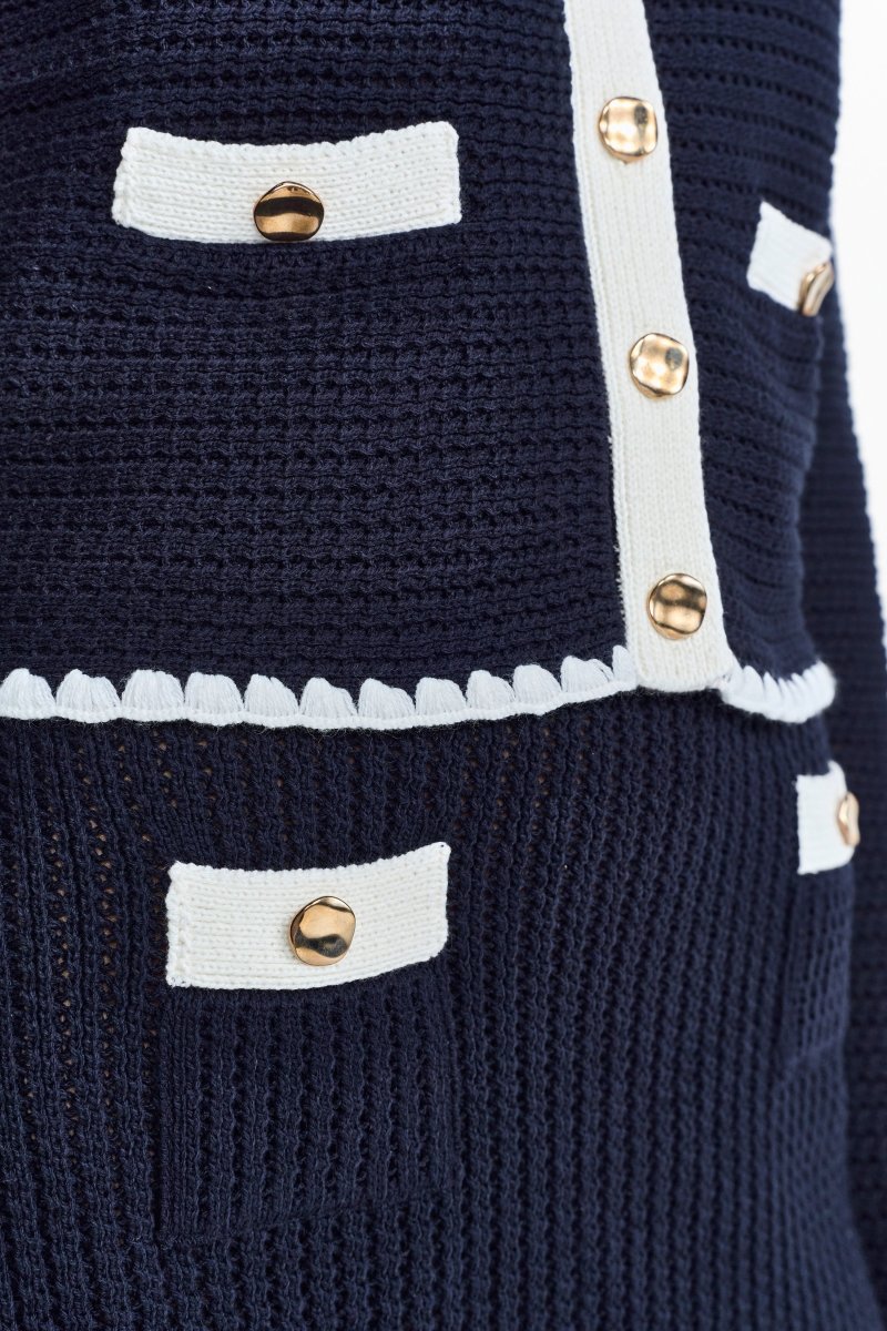 Navyfarbener Strickrock mit aufgesetzten Taschen-Rich & Royal