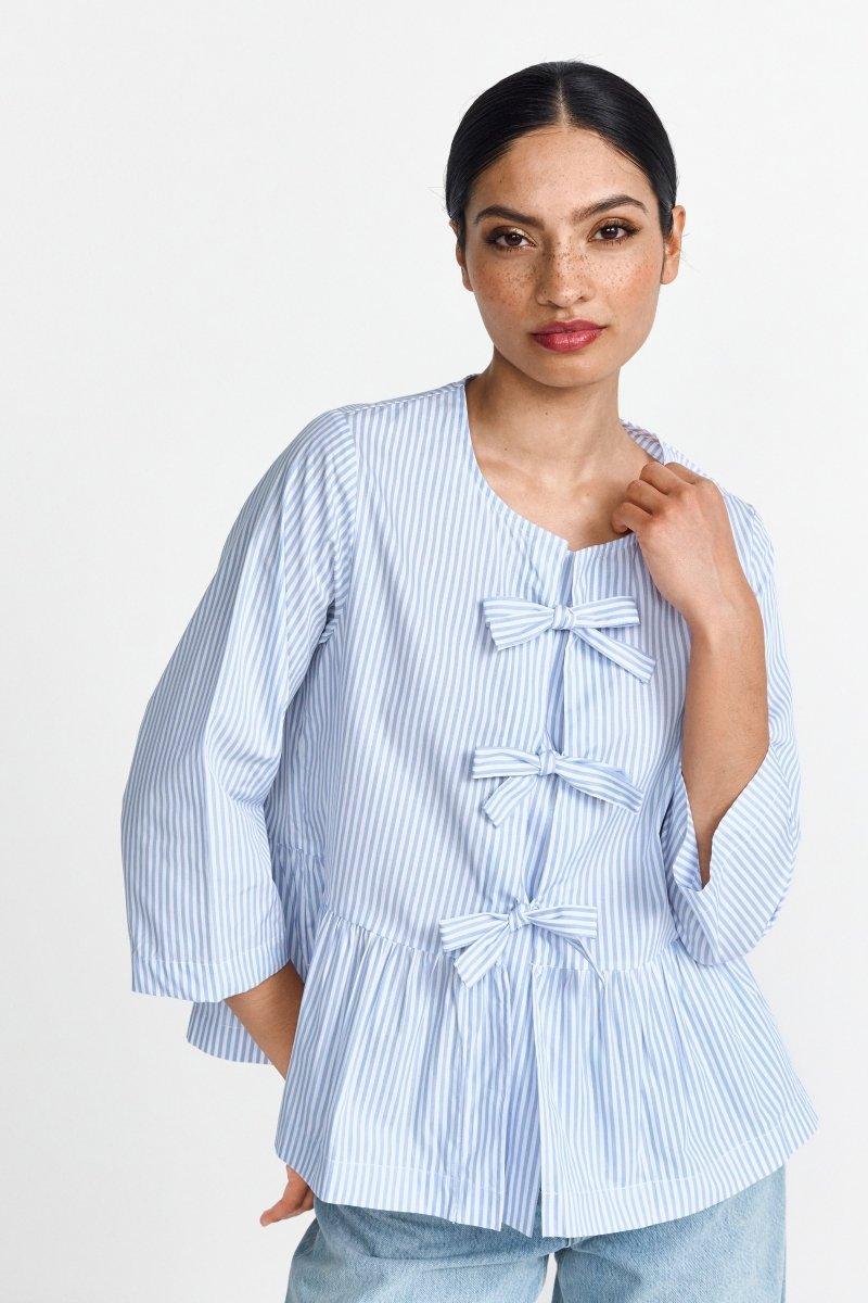 Gestreifte Bluse mit Bindeschleifen-Rich & Royal