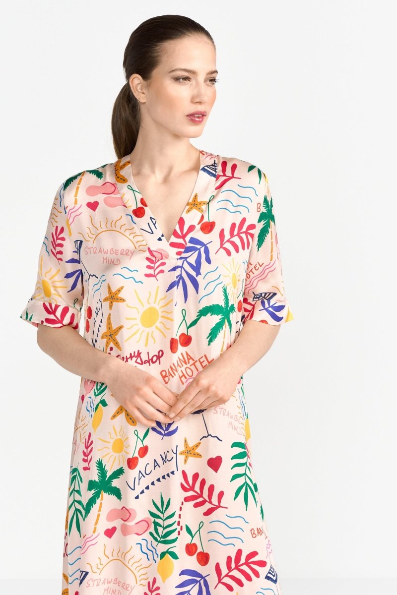 Langes Tunikakleid mit Print-Rich & Royal