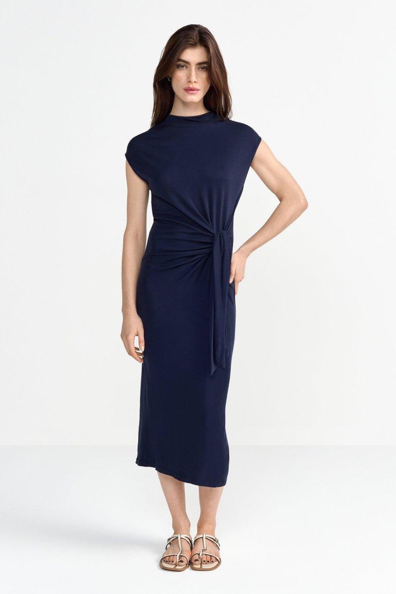 Midikleid mit seitlicher Drapierung-Rich & Royal