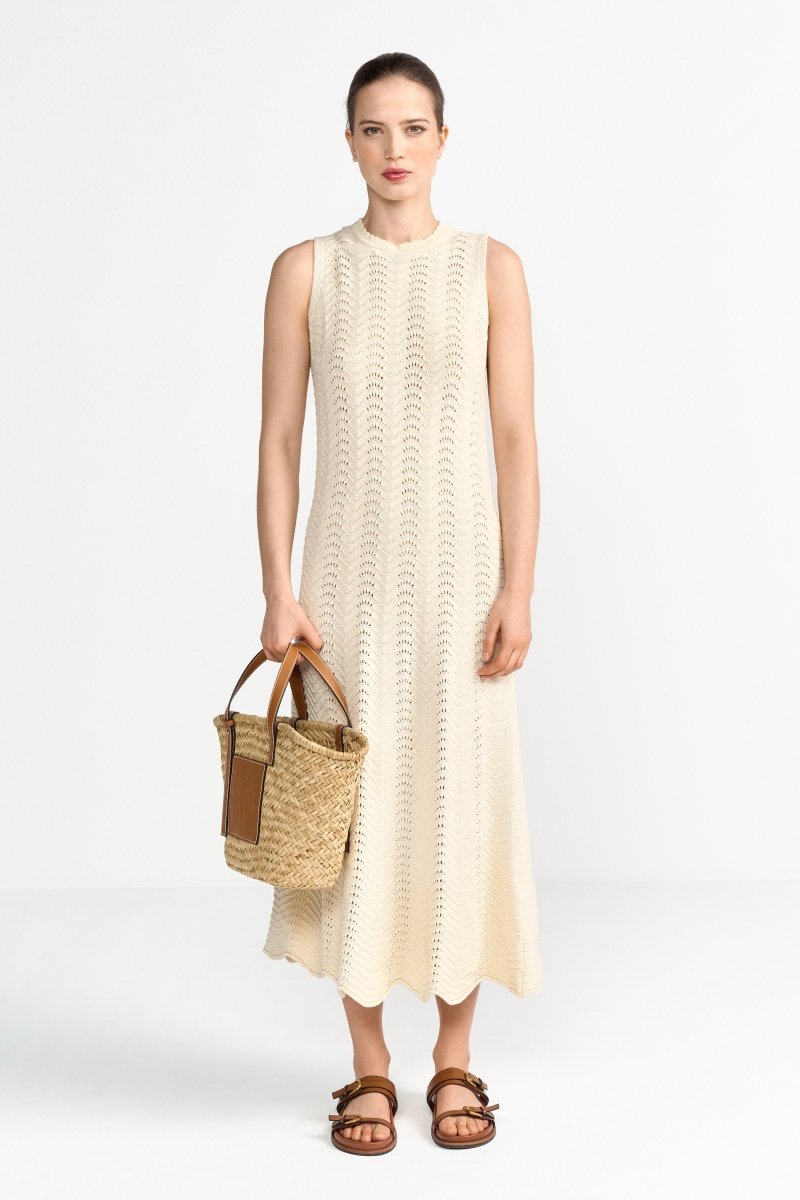 Ärmelloses Strickkleid mit Ajourmuster-Rich & Royal