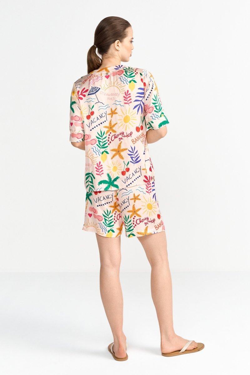 Kurzarmbluse mit buntem Print-Rich & Royal