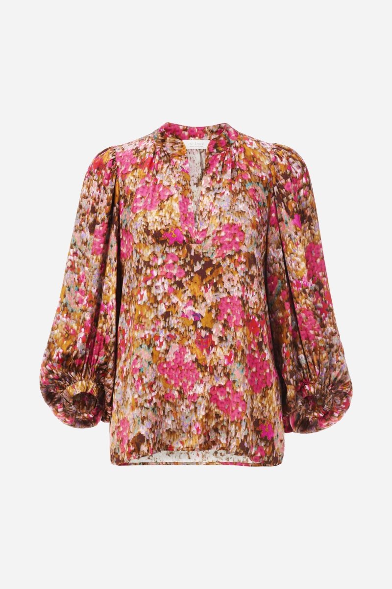 Gemusterte Bluse mit Ballonärmeln-Rich & Royal