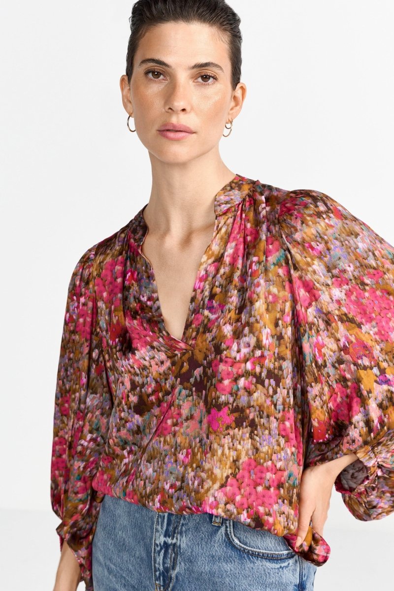 Gemusterte Bluse mit Ballonärmeln-Rich & Royal