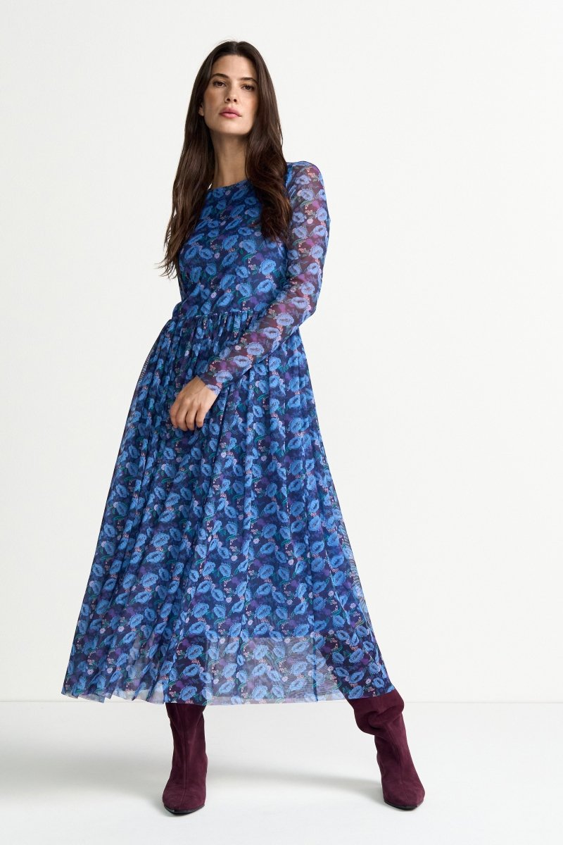 Langes Meshkleid mit Print-Rich & Royal
