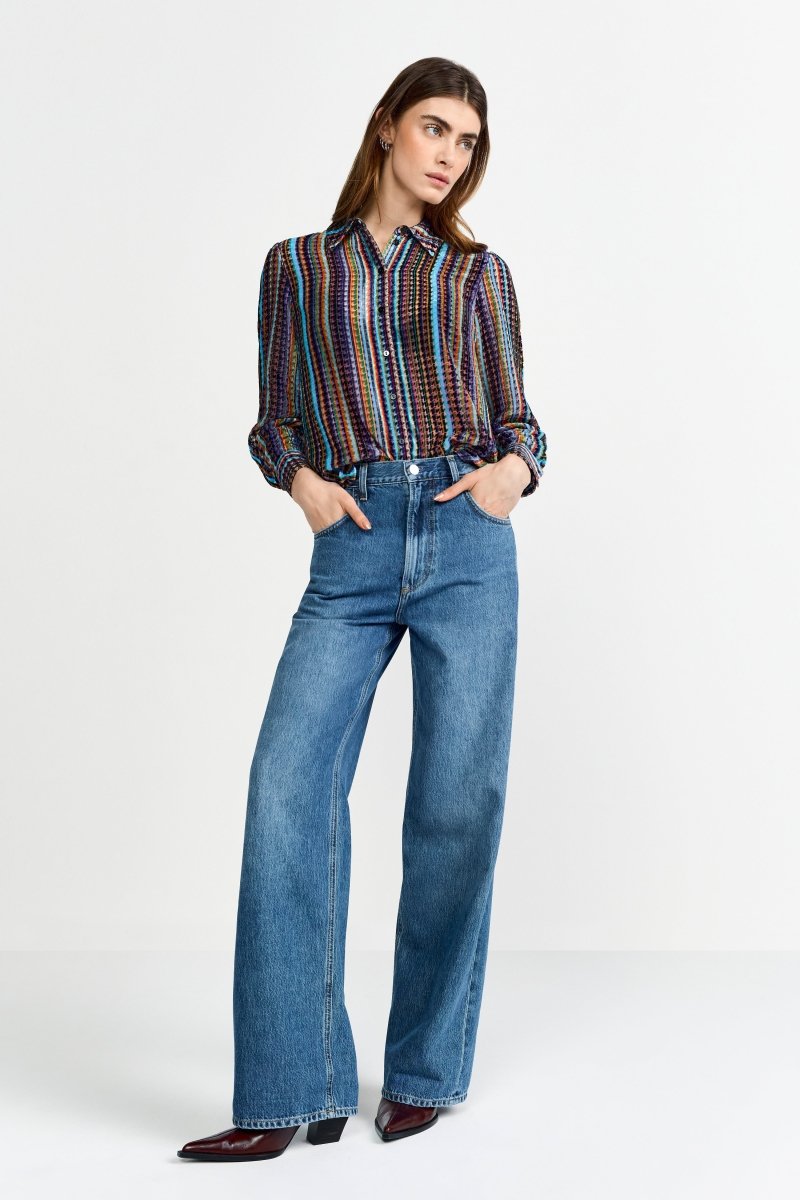 Gestreifte Chiffonbluse-Rich & Royal
