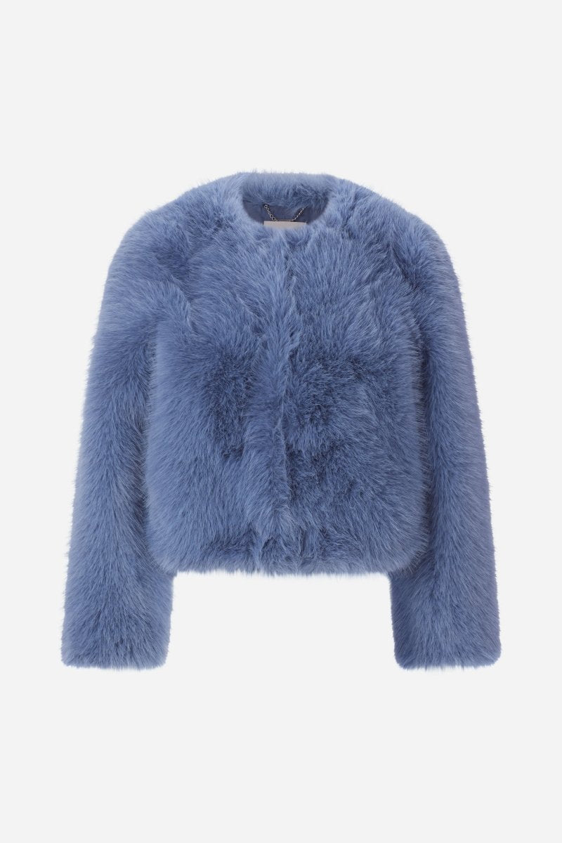 Blaue Kunstpelzjacke-Rich & Royal