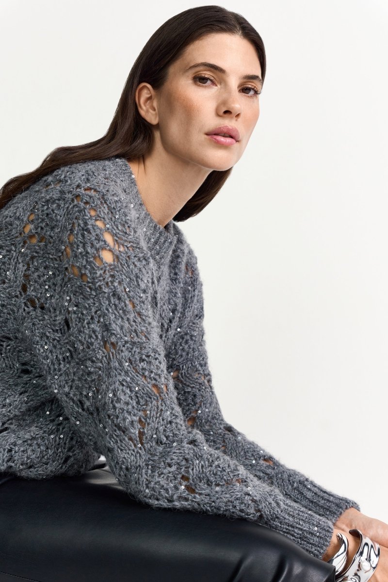 Strickpullover im Lochmuster-Rich & Royal