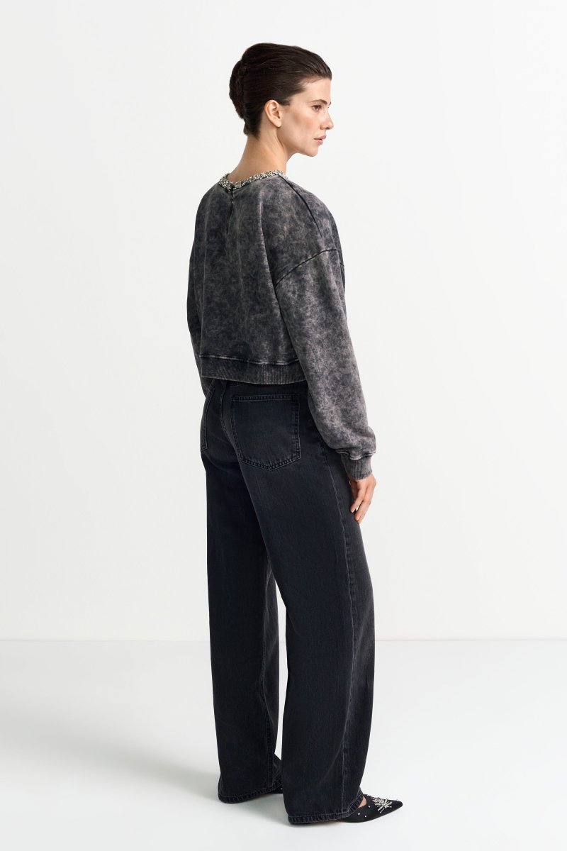 Sweatshirt mit Kristallkragen-Rich & Royal