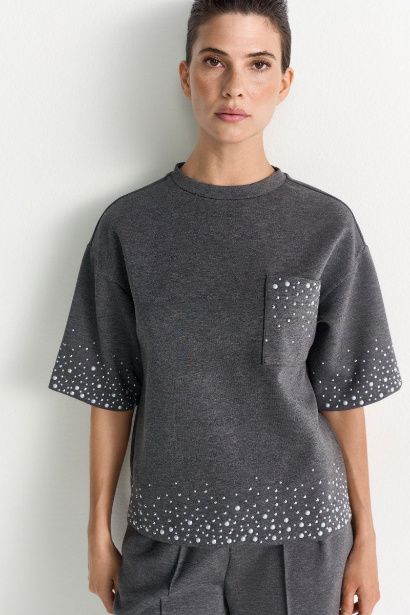 T-Shirt mit Perlen-Rich & Royal