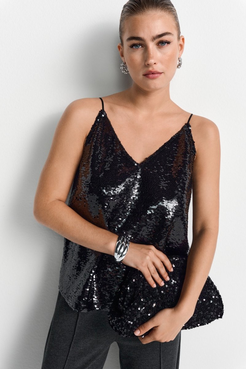 Paillettentop mit Spaghettiträgern-Rich & Royal