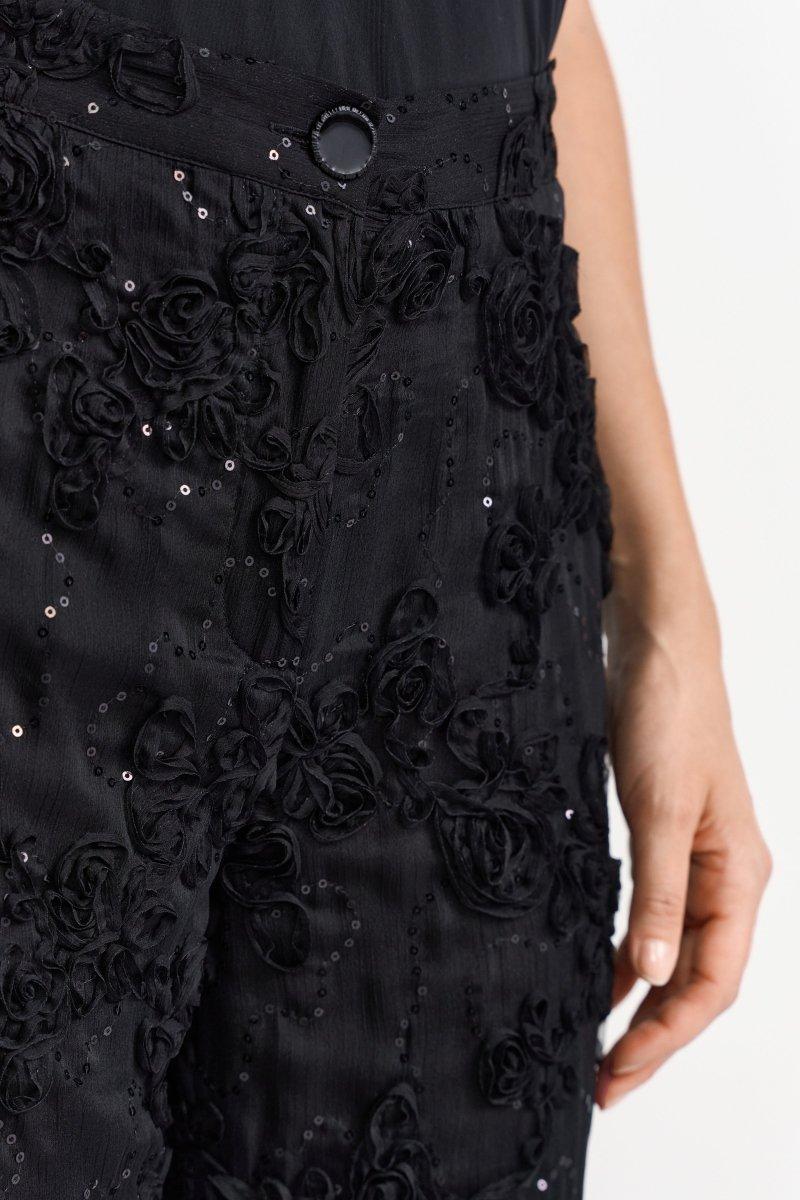 Schwarze Stoffhose mit Pailletten-Rich & Royal