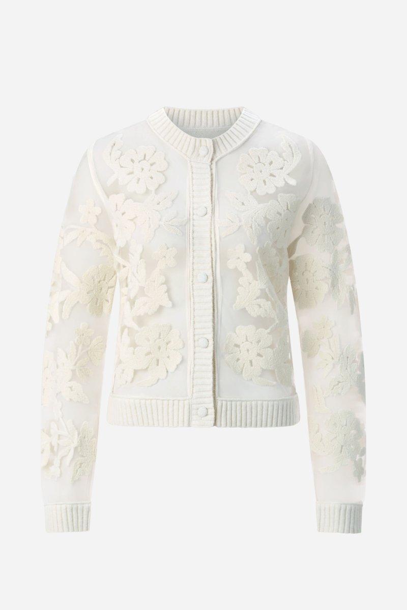 Mesh Cardigan with Embroidery - Look-Rich & Royal
