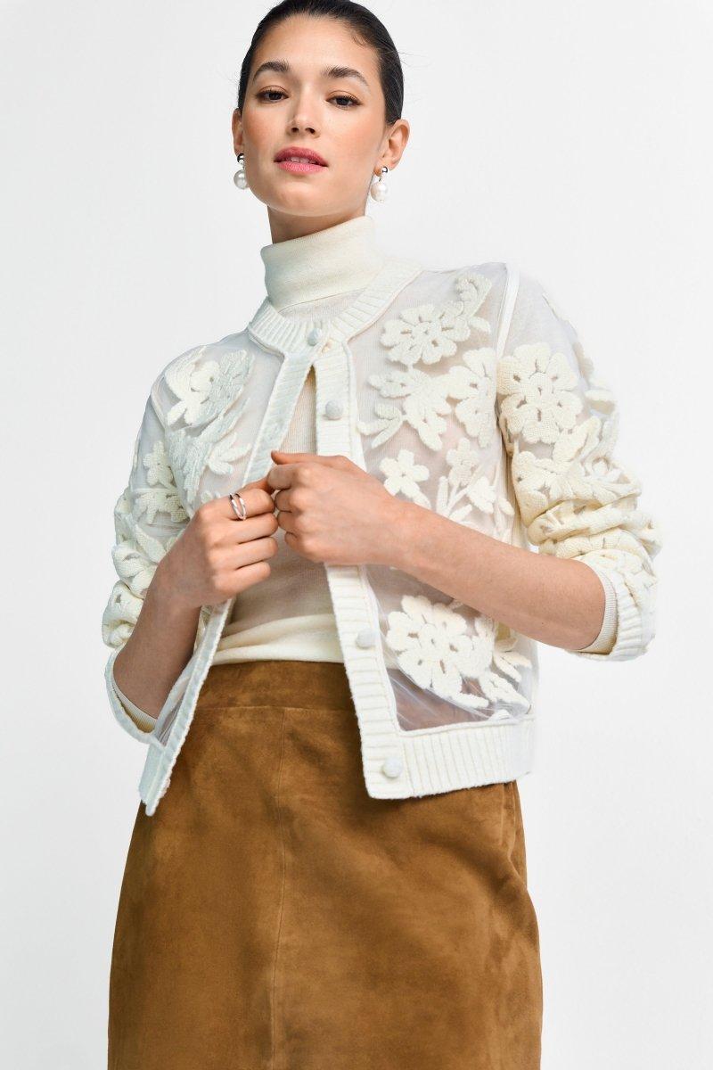 Strickjacke mit Blumenapplikation-Rich & Royal