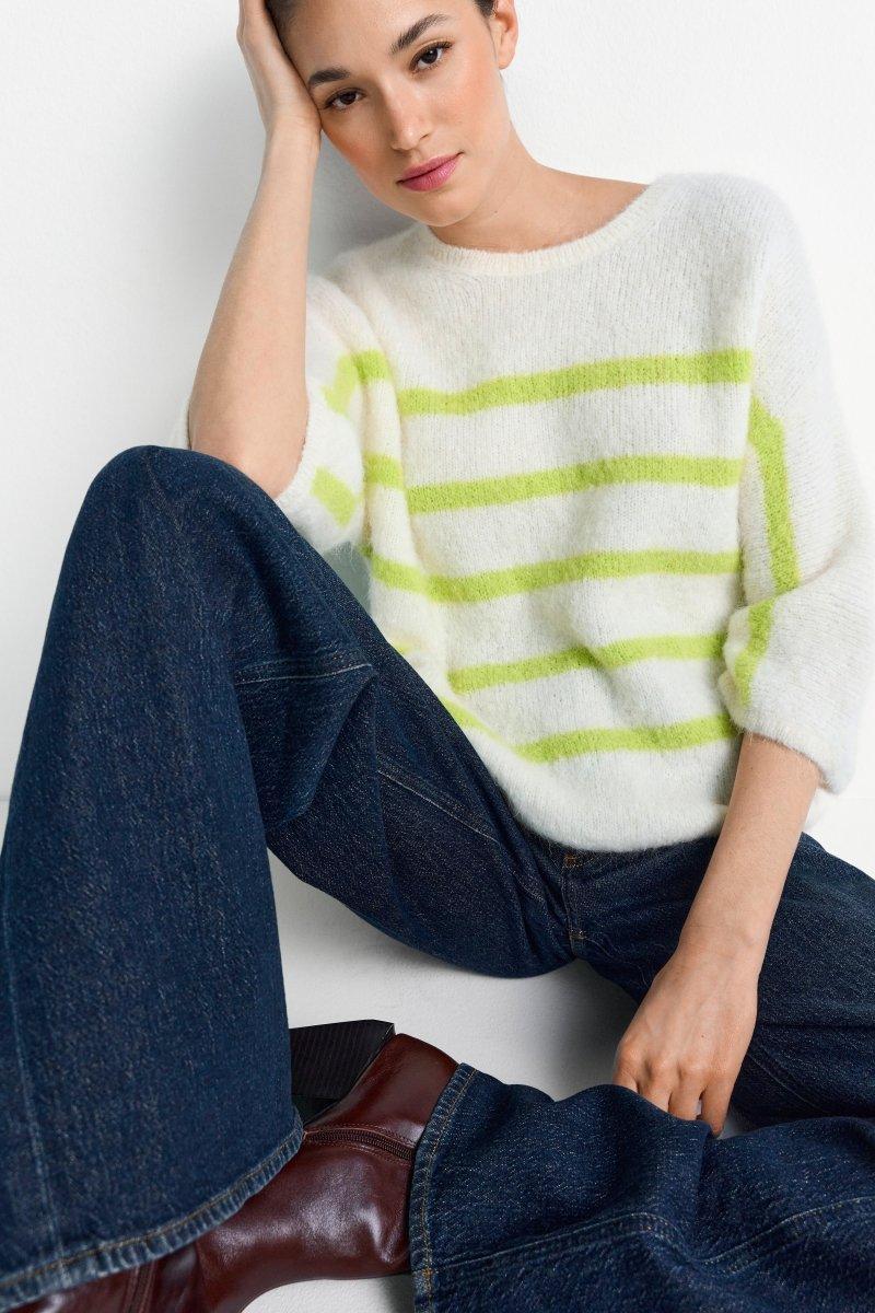 Gestreifter Halbarm-Pullover-Rich & Royal