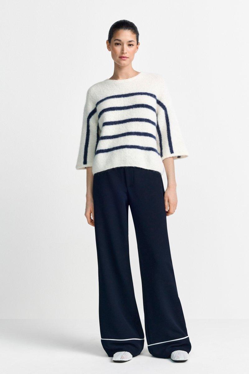 Gestreifter Halbarm-Pullover-Rich & Royal