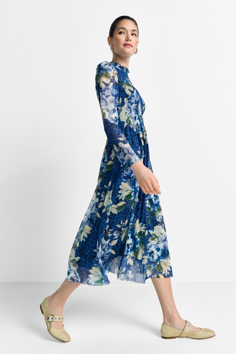 Gesmoktes Midikleid mit Rüschenkragen-Rich & Royal