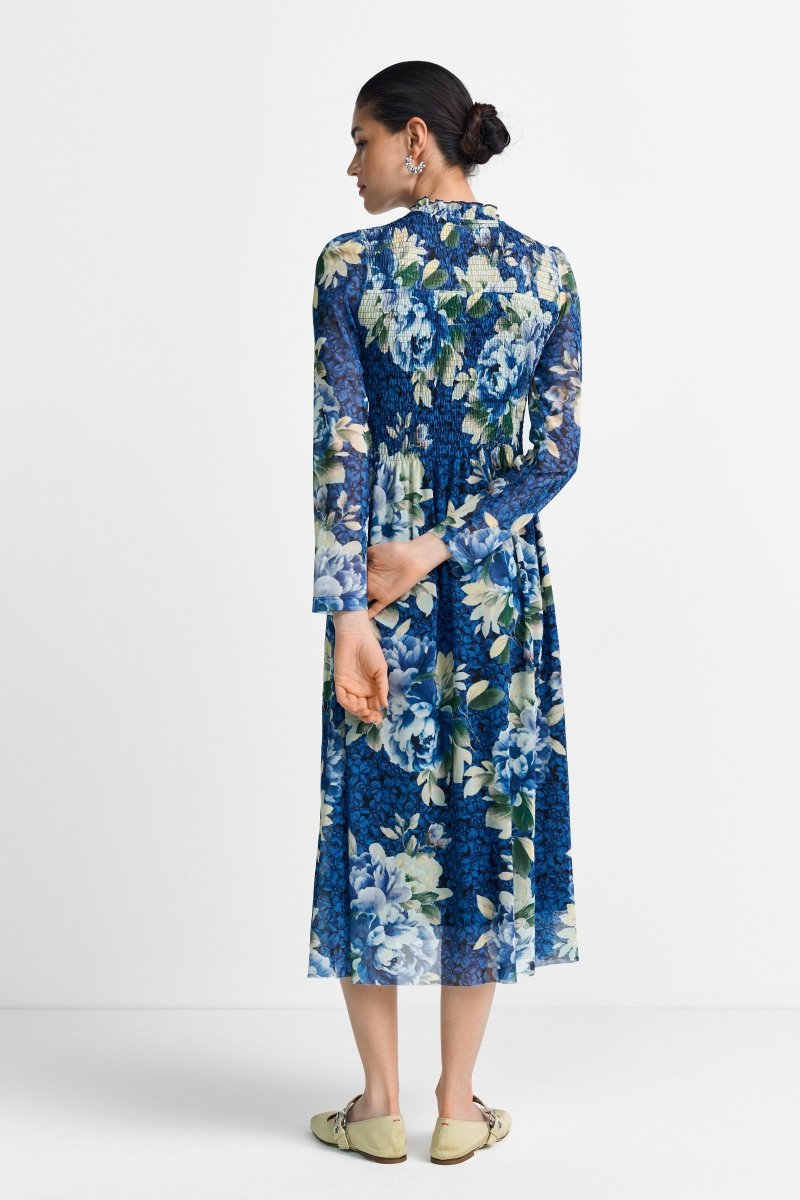 Gesmoktes Midikleid mit Rüschenkragen-Rich & Royal