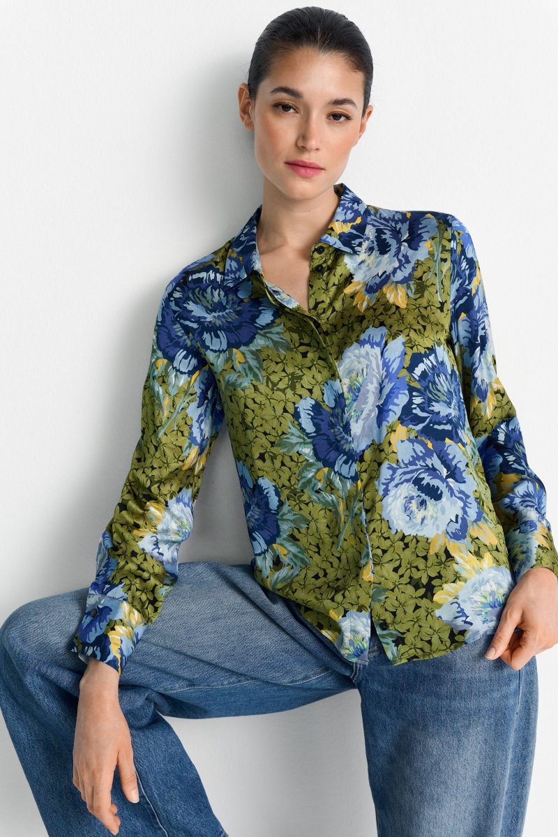 Bluse mit Pfingstrosenprint-Rich & Royal