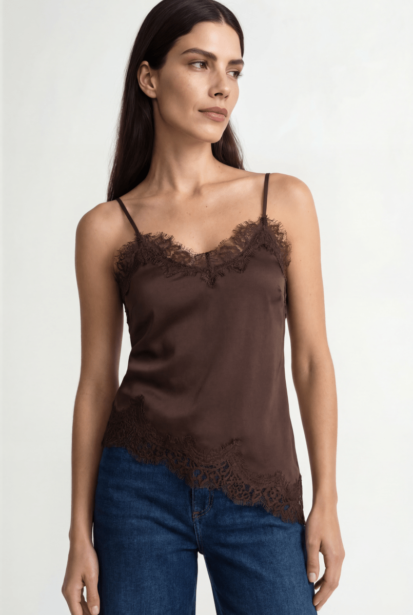 Spitzentop mit Spaghettiträgern-Rich & Royal