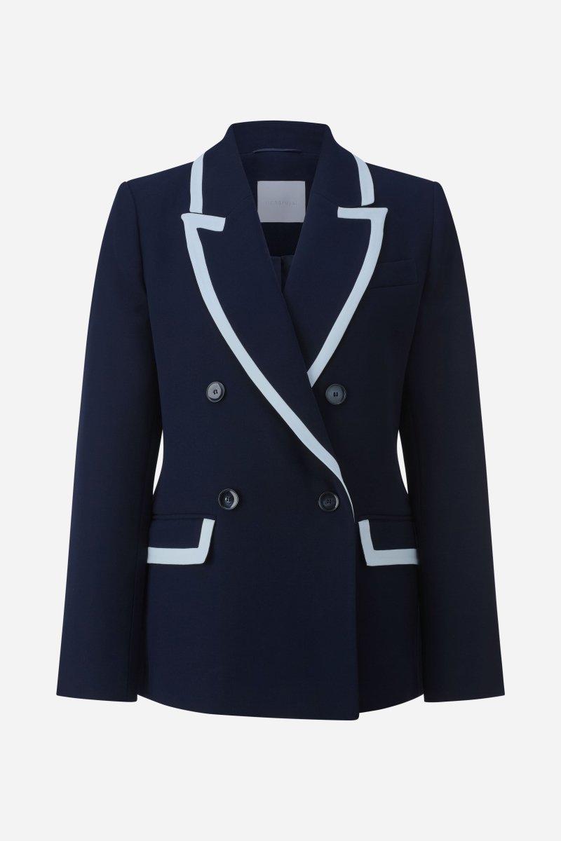Marineblauer Blazer mit Kontrastpaspel-Rich & Royal