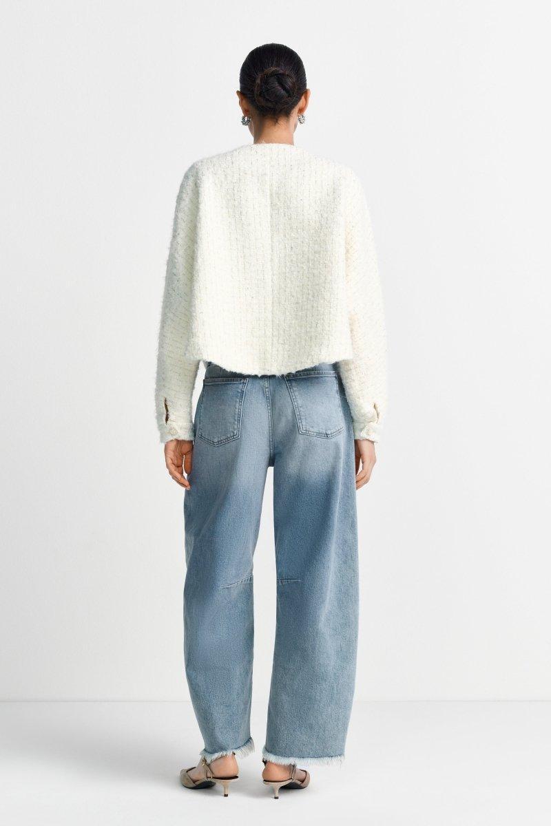 Kurze Bouclé-Jacke in Cremeweiß-Rich & Royal