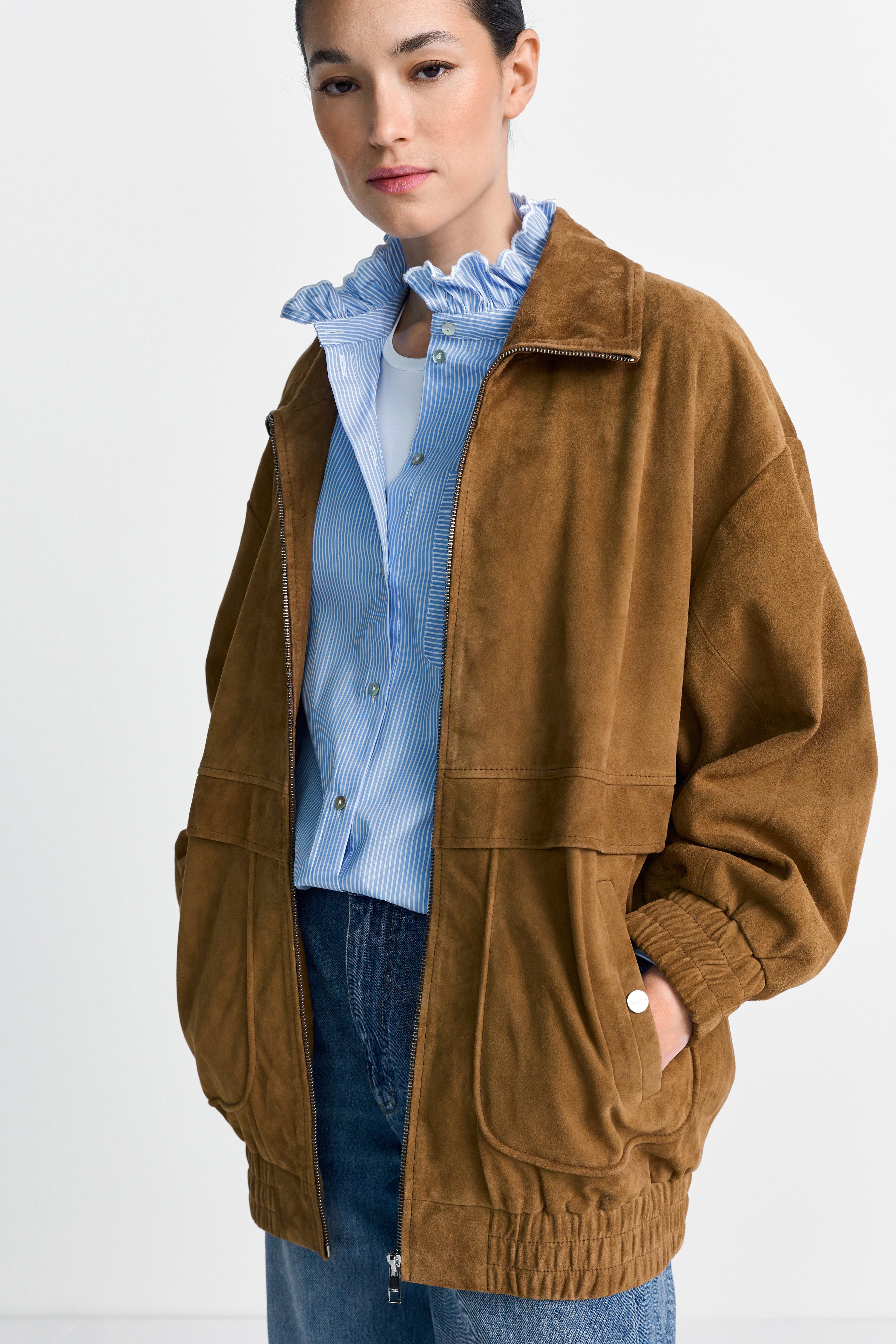 Veloursleder-Bomberjacke-Rich & Royal