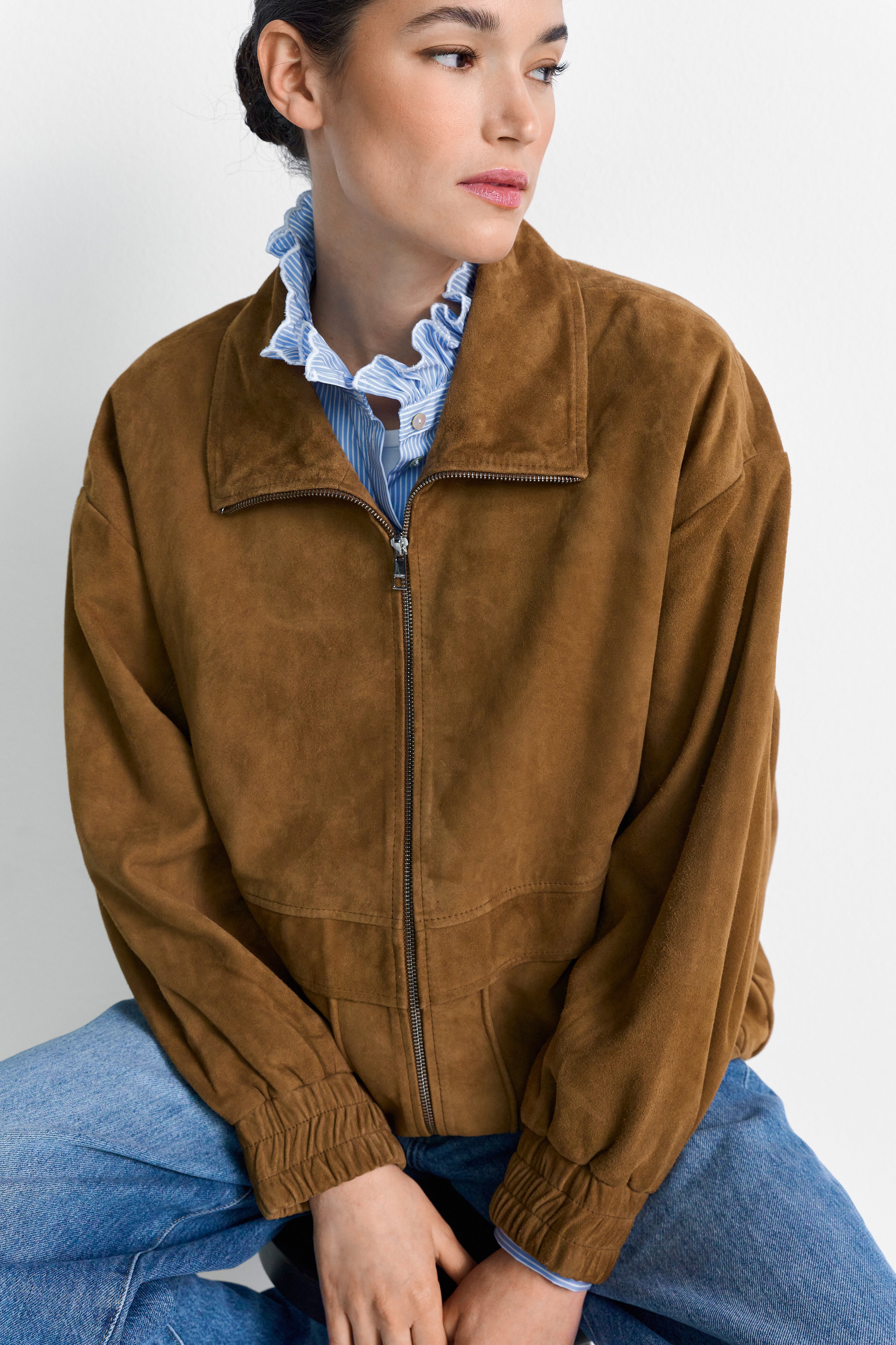 Veloursleder-Bomberjacke-Rich & Royal