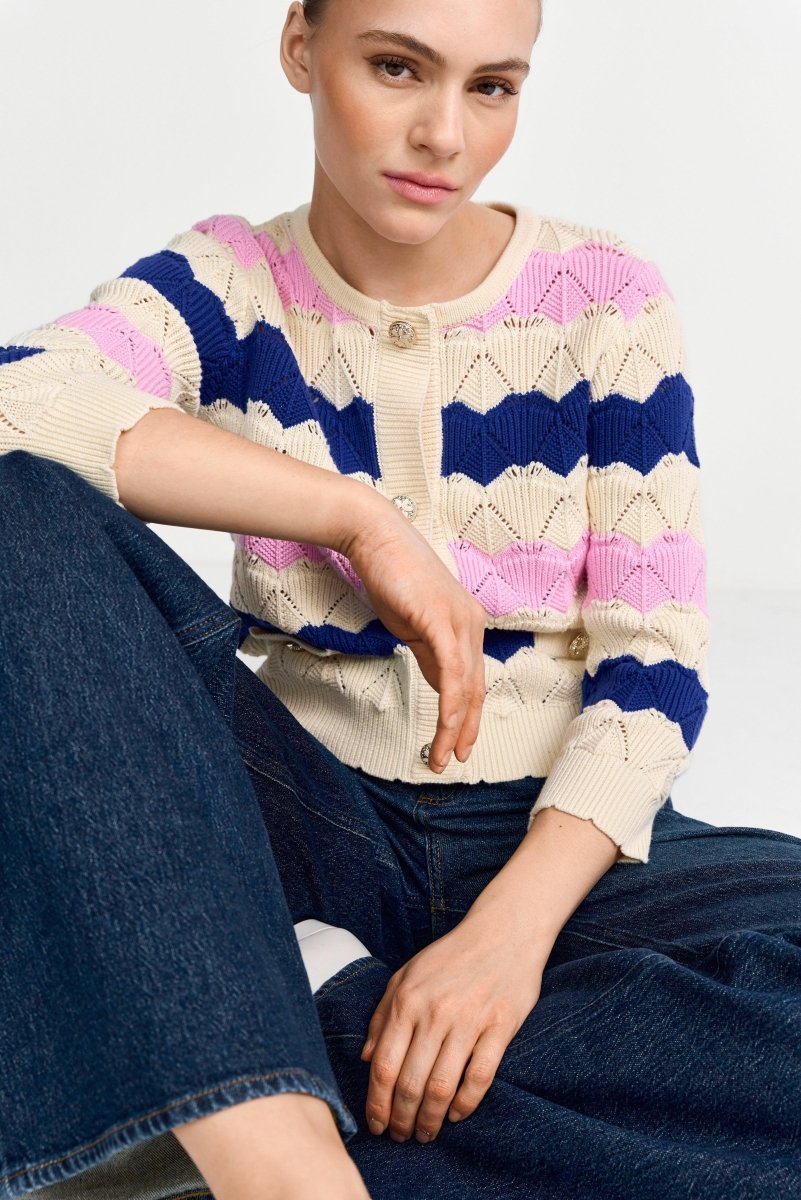 Ajour-Strickcardigan aus Baumwolle-Rich & Royal