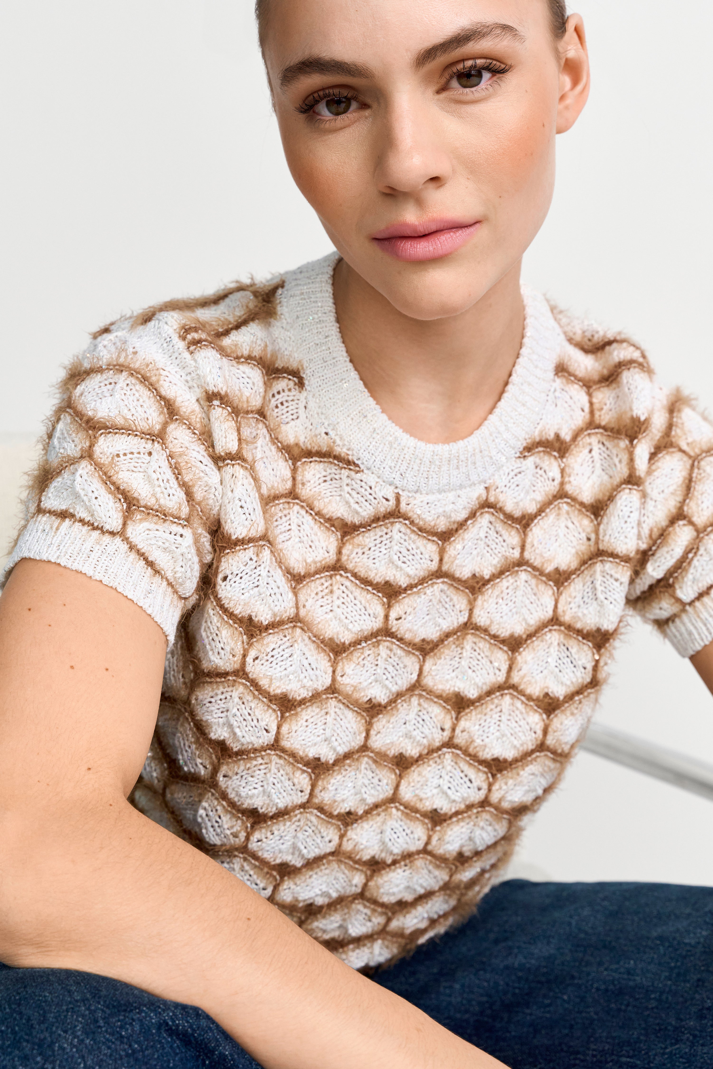 Kurzärmeliges Strickshirt-Rich & Royal