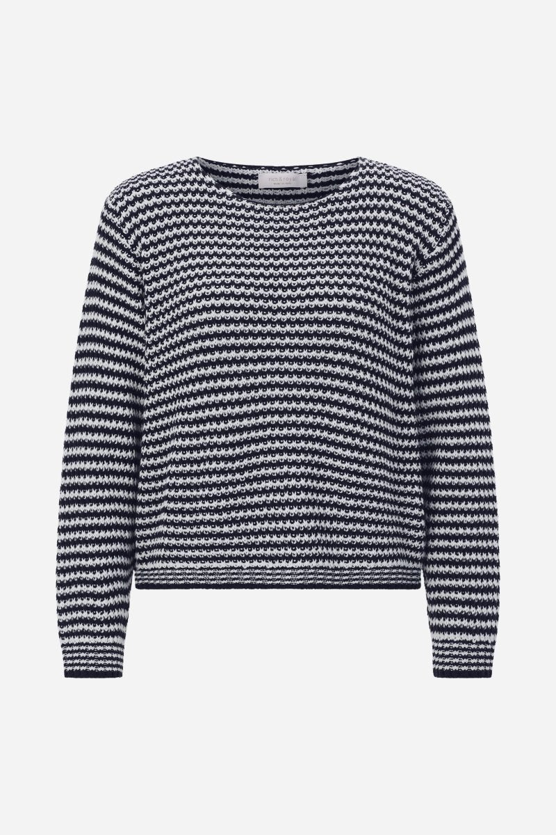 Gestreifter Strickpullover aus Baumwollmix-Rich & Royal