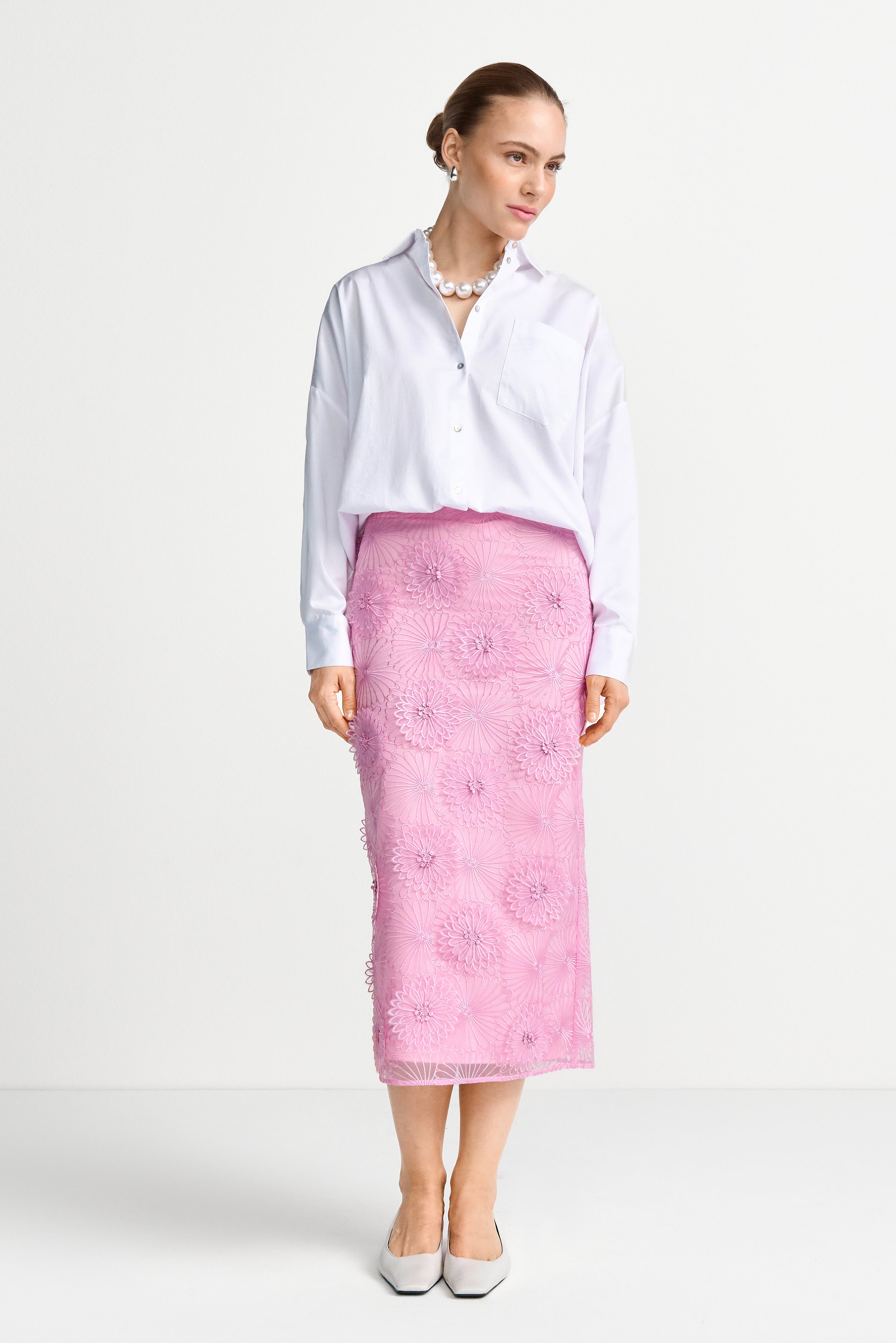 Bleistiftrock mit 3D-Blüten-Rich & Royal