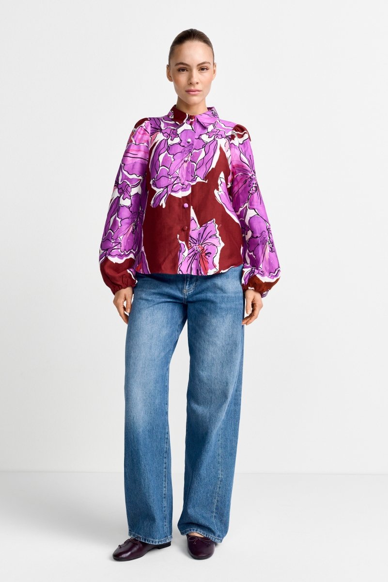 Statement-Bluse aus Leinen-Mix-Rich & Royal