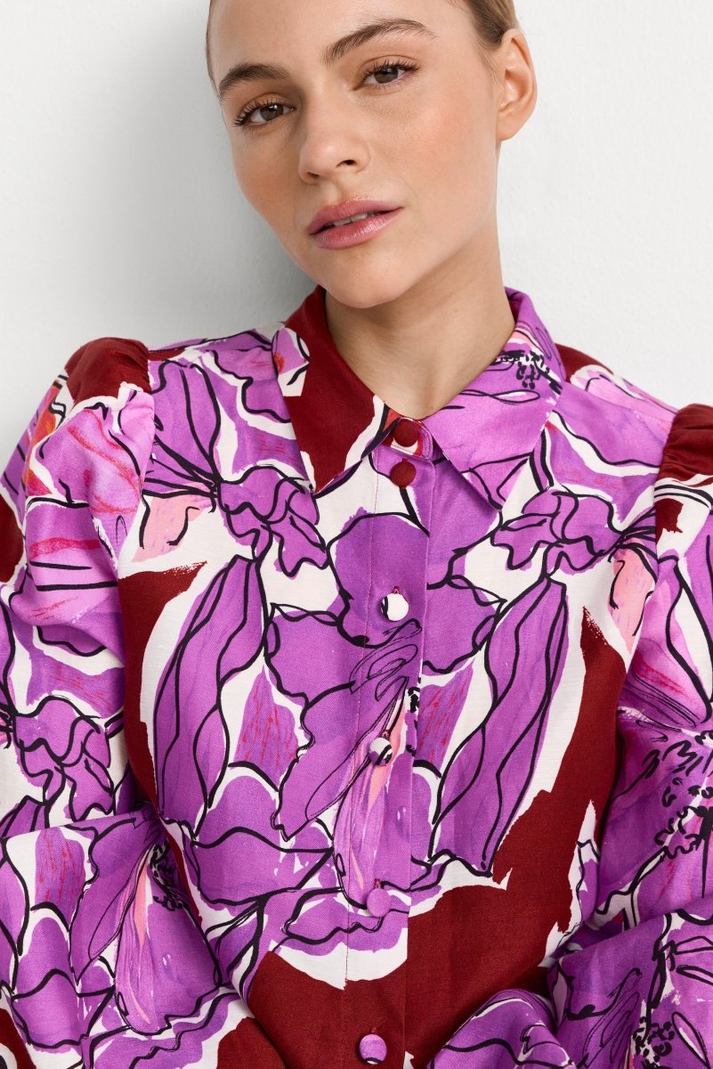 Statement-Bluse aus Leinen-Mix-Rich & Royal