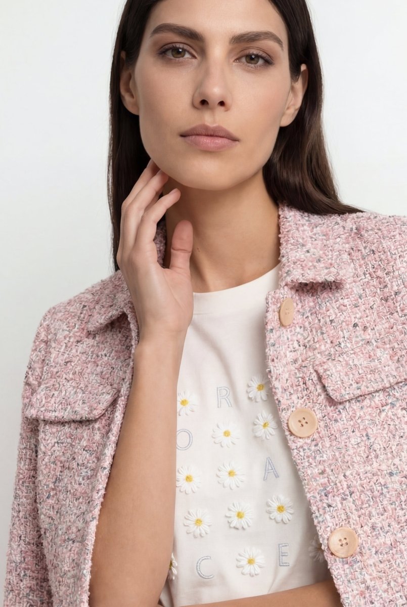 Bouclé-Jacke in cropped Länge-Rich & Royal