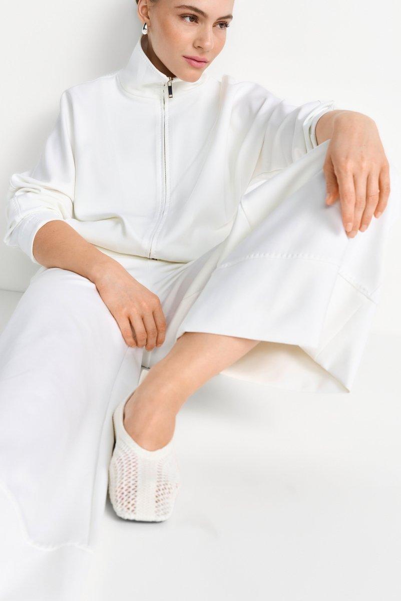 Weiße Zip-Jacke mit Stehkragen-Rich & Royal