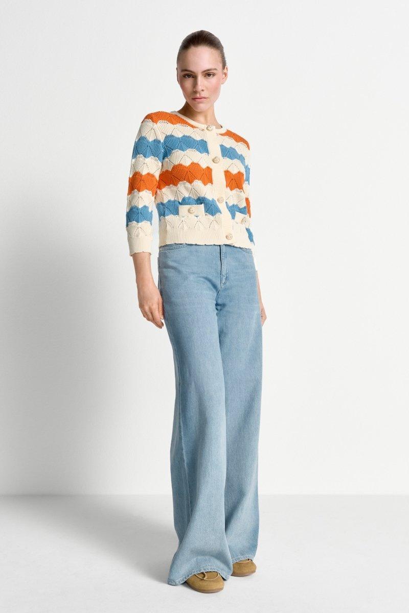 Bunter Ajourstrick-Cardigan-Rich & Royal