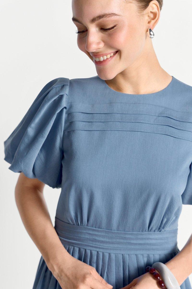 Midikleid mit Ballonärmeln-Rich & Royal