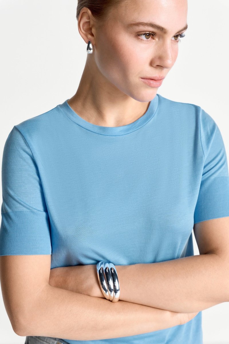 T-Shirt mit gerippten Ärmelabschlüssen-Rich & Royal