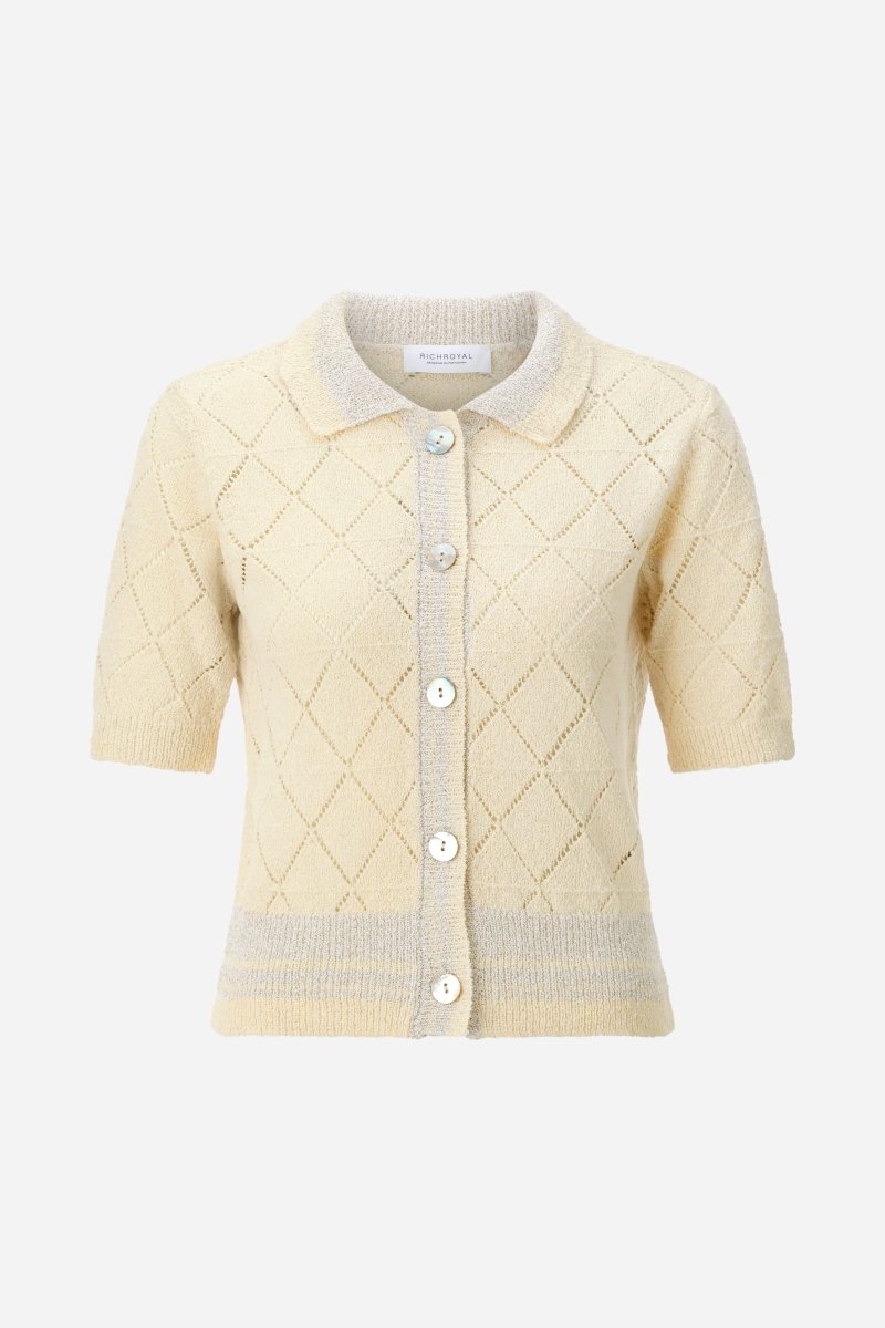 Ajour-Cardigan mit Polokragen-Rich & Royal