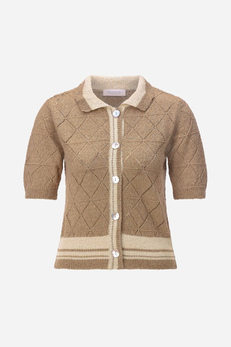 Ajour-Cardigan mit Polokragen-Rich & Royal