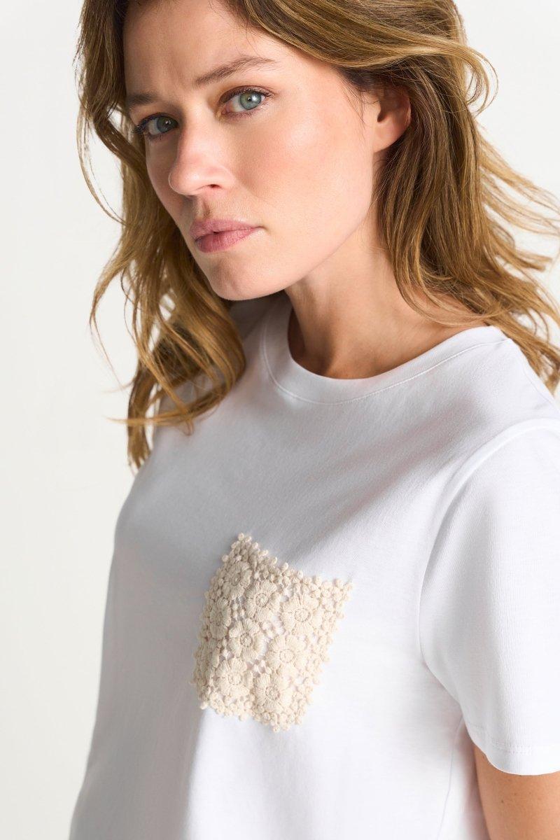 Weißes T-Shirt mit Brusttasche-Rich & Royal