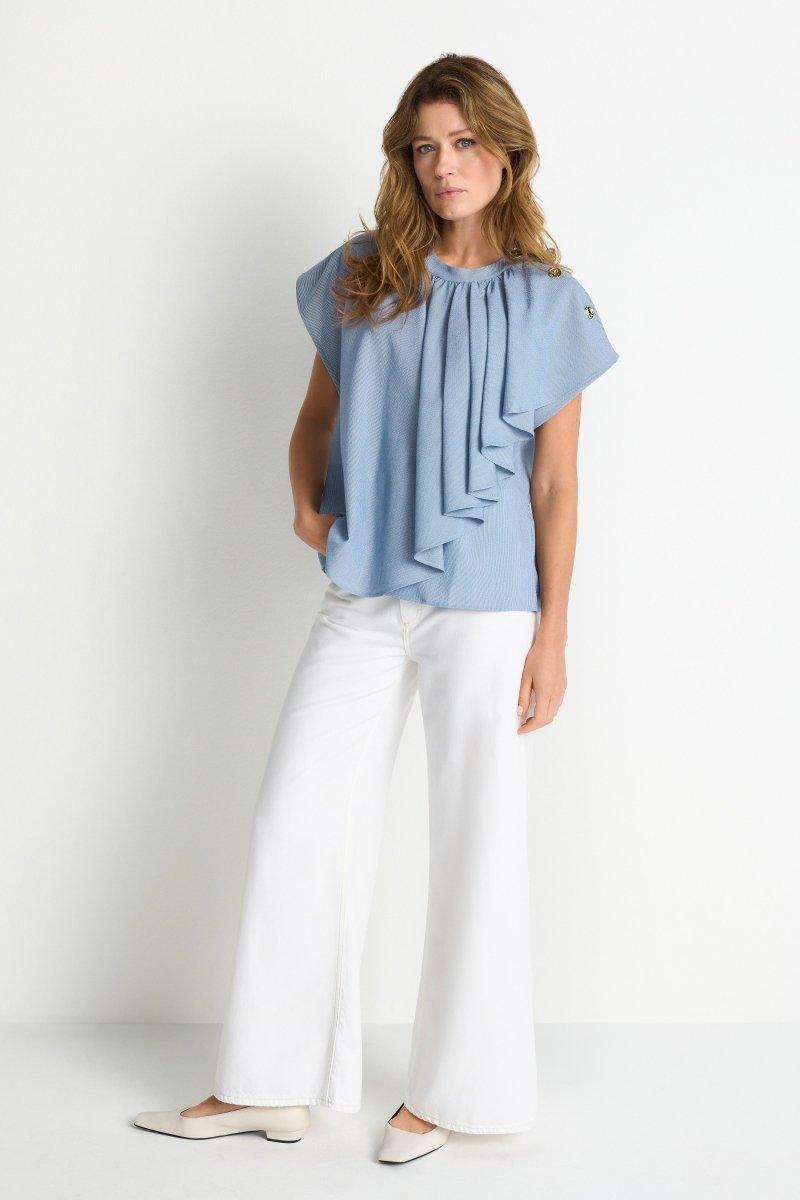 Volant-Bluse mit Schulterknöpfen-Rich & Royal